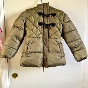 Quilted Green Puffer Jacket with Toggle Closures